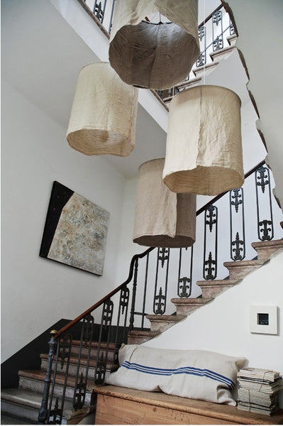 Rustic linen burlap pendant lamp