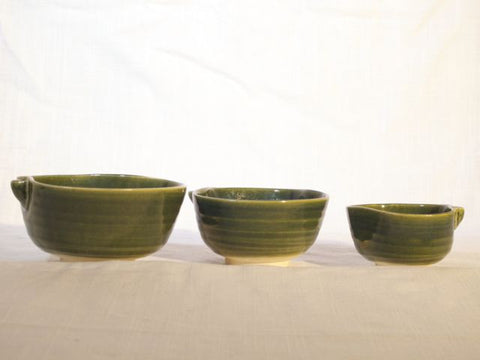 Green Stacking Bowls, Set of 3