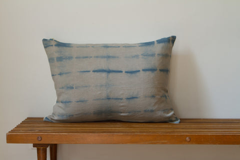 Medium Blue Lines Shibori Pillow
