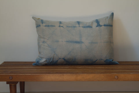 Medium Blue Grid Shibori Pillow