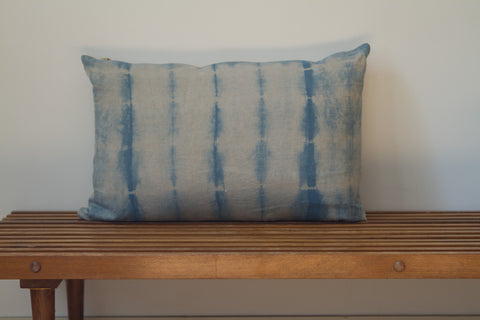 Medium Blue Stripe Shibori Pillow