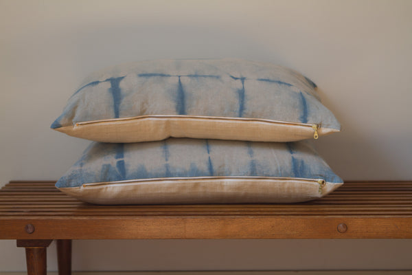 Medium Blue Stripe Shibori Pillow