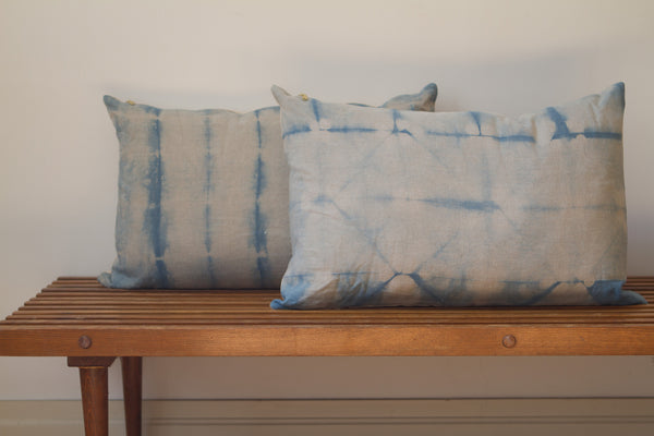 Medium Blue Stripe Shibori Pillow