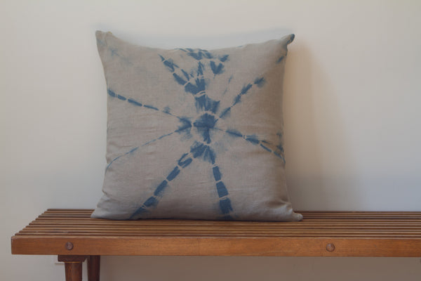 Medium Blue Web Shibori Pillow