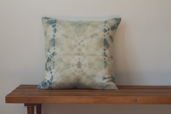 Blue Green Cirlces Shibori Pillow