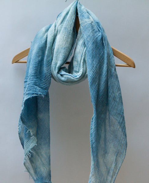 Shibori Cotton Gauze Scarf "Waves"