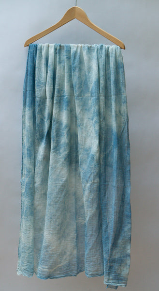 Shibori Cotton Gauze Scarf "Waves"