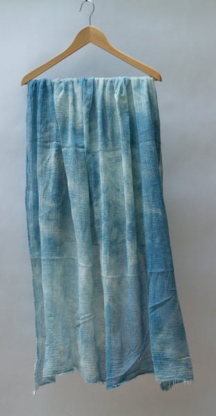 Shibori Cotton Gauze Scarf "Deep Waves"